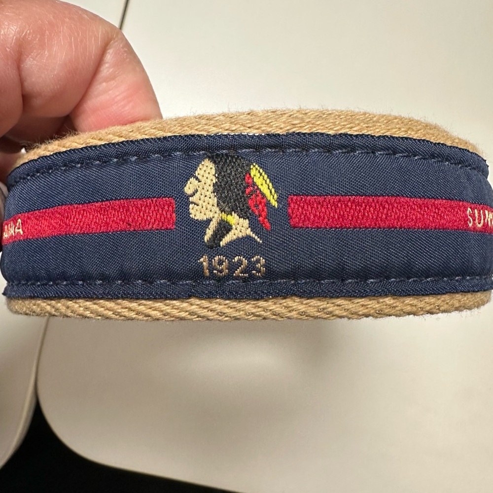 Classic Navy and Tan Embroidered Belt Sunnehanna country club